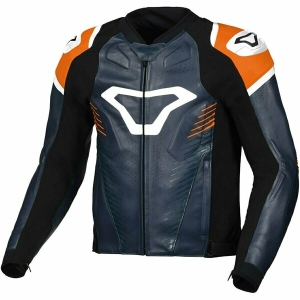 Geaca de piele sport/touring MACNA TRONNIQ 54 Albastru/Portocaliu/Alb