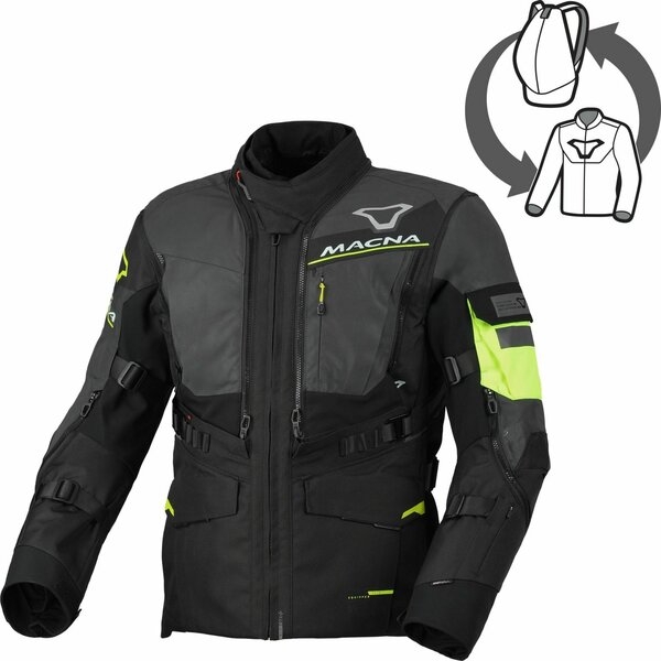 Geaca textil impermeabila touring/adventure MACNA FLEXODUS Night Eye™ S Negru Night Eye/Galben fluo, 2