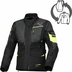 Geaca dama textil impermeabila touring/adventure MACNA FLEXODUS Night Eye™ XS Negru Night Eye/Galben fluo, 3