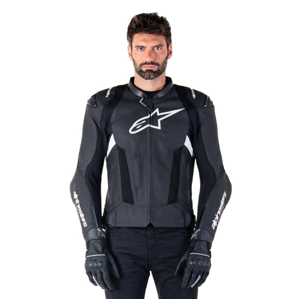 Geaca de piele sport ALPINESTARS MISSILE V3 AIRFLOW Negru/Alb 46, 7