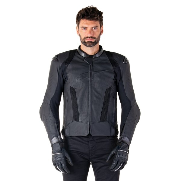 Geaca de piele sport ALPINESTARS MISSILE V3 AIRFLOW Negru/Alb 46, 8