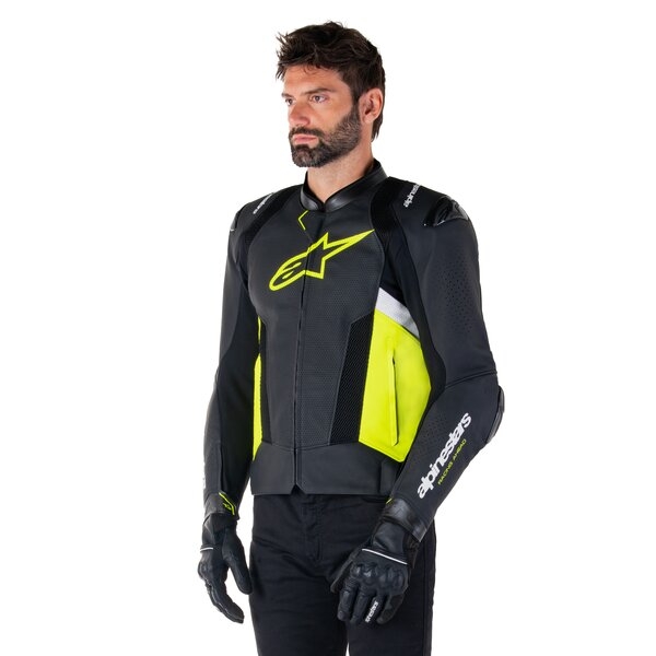 Geaca de piele sport ALPINESTARS MISSILE V3 AIRFLOW Negru/Alb 46, 15