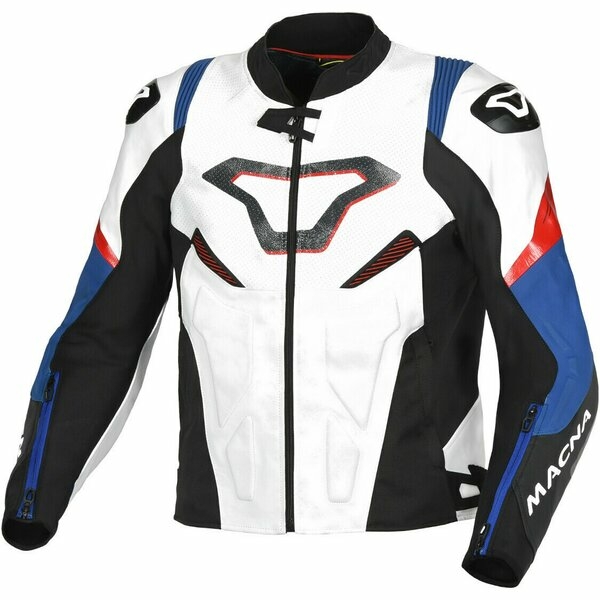 Geaca de piele sport/touring MACNA POINTER Alb/Negru 50