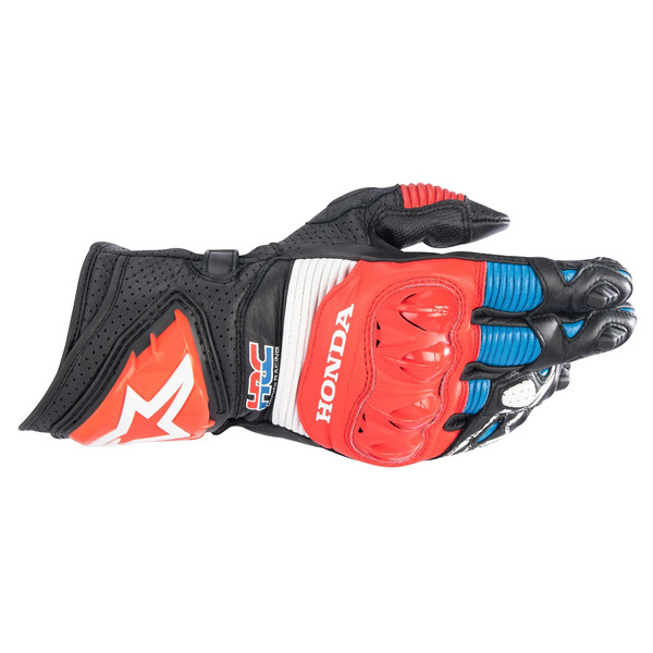 Manusi de piele racing ALPINESTARS HONDA GP PRO R3 S Negru/Rosu/Albastru