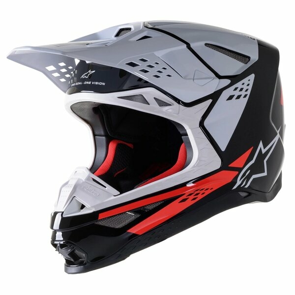 Casca cross-enduro Alpinestars Supertech S-M8 FACTORY XL Negru/Alb/Rosu fluo