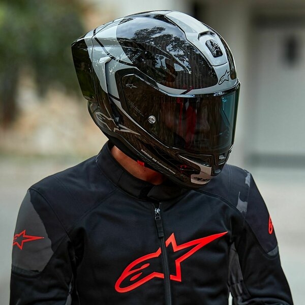 Casca integrala sport ALPINESTARS SUPERTECH R10 CARBON ELEMENT S Negru/Rosu/Alb, 12