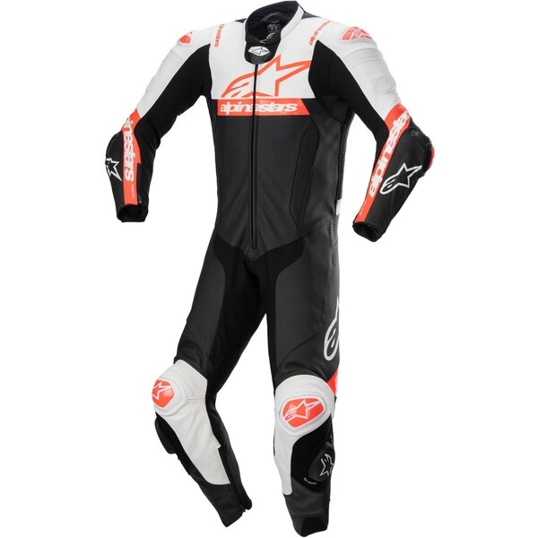 Combinezon de piele 1 piesa ALPINESTARS MISSILE V2 WARD 48 Negru/Alb/Rosu fluo, 4