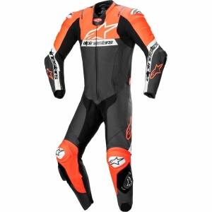 Combinezon de piele 1 piesa ALPINESTARS MISSILE V2 WARD 48 Negru/Alb/Rosu fluo