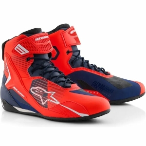 Ghete moto sport/touring ALPINESTARS FASTER-4 MM93 42.5 Rosu fluo/Albastru/Negru