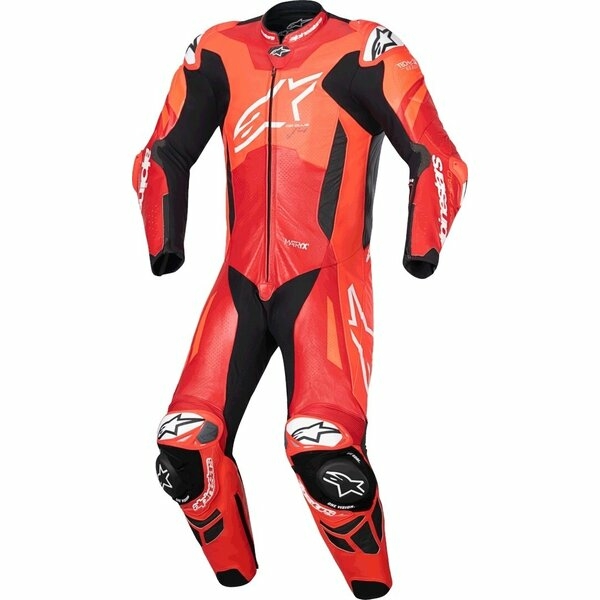 Combinezon de piele race 1 piesa ALPINESTARS GP PLUS V4 SPRINT 48 Rosu fluo/Negru