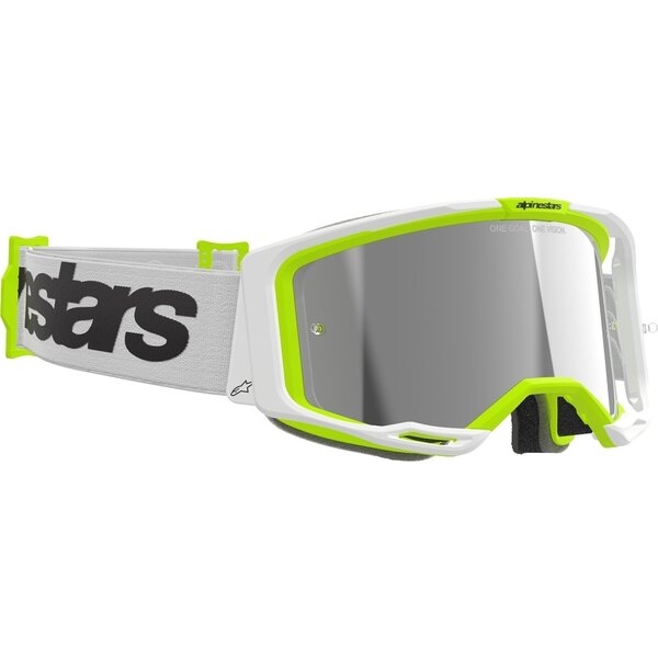 Ochelari cross-enduro ALPINESTARS VISION 8 WORDMARK MIRROR GOGGLE Alb/Galben fluo, 5