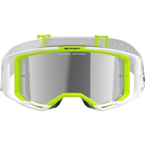 Ochelari cross-enduro ALPINESTARS VISION 8 WORDMARK MIRROR GOGGLE Alb/Galben fluo, 4