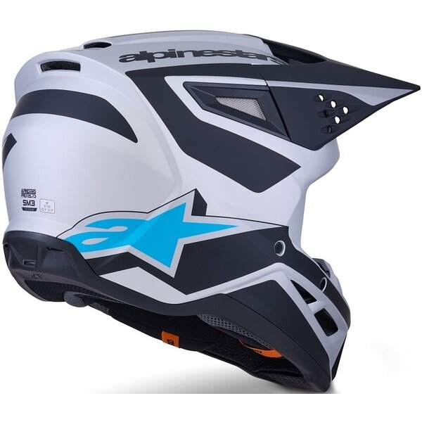 Casca cross-enduro ALPINESTARS S-M3 HEAT ECE06 S Argintiu/Albastru/Negru mat, 27