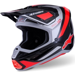 Casca cross-enduro ALPINESTARS SUPERTECH S-M7 RISE ECE06 S Negru/Argintiu/Rosu fluo, 20