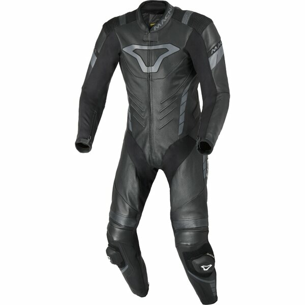 Combinezon de piele 1 piesa MACNA VARSHALL 52 Negru/Portocaliu/Alb