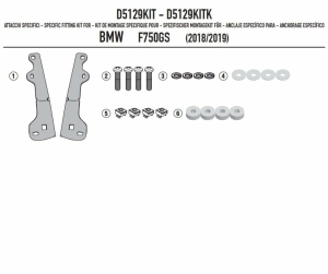 Kt fixare parbriz Givi D5127S, D5127ST, AF5127B