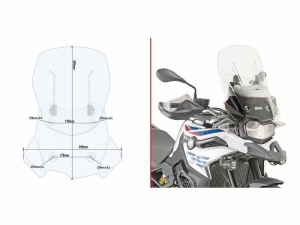 Parbriz Givi Transparent + Deflector Vant Bmw F 750 Gs (18-23)   Bmw F 800 Gs (24)   Bmw F 850 Gs (18-23)