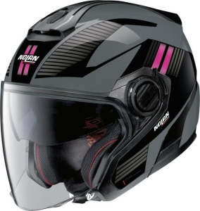 Casca Moto Jet N40-5 Crosswalk N-Com Slate Grey Black/Fuchsia 24