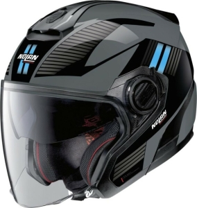 Casca Moto Jet N40-5 Crosswalk N-Com Slate Grey Black/Light Blue 24