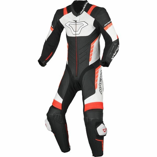 Combinezon de piele 1 piesa de copii MACNA VARSHALL JUNIOR Negru/Alb/Rosu 158, 3