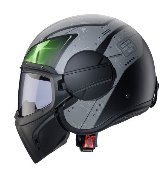 Casca Caberg model Ghost X Vyrus P7 negru/gri/verde fluor mat - fibra de sticla - omologare noua ECE 22.06 - Negru/gri/verde fluor mat , XL (61/62cm), 5