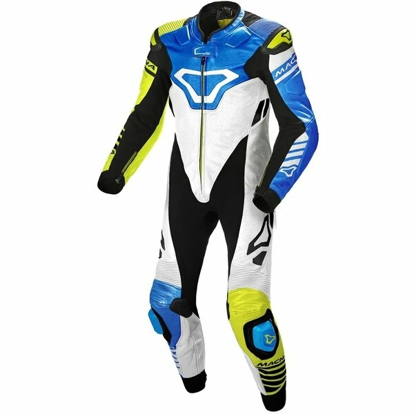 Combinezon de piele 1 piesa MACNA TRACKTIX 50 Negru/Alb/Galben Fluo, 3