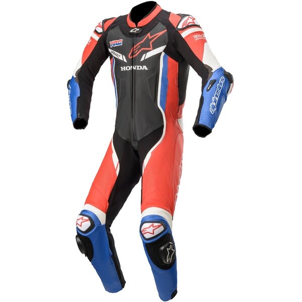 Combinezon de piele 1 piesa ALPINESTARS HONDA GP PRO V2 TECH-AIR COMPATIBLE 58 Negru/Rosu/Albastru, 3