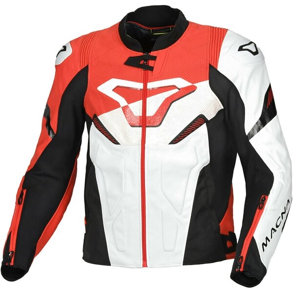 Geaca de piele sport/touring MACNA POINTER Alb/Negru 48, 7