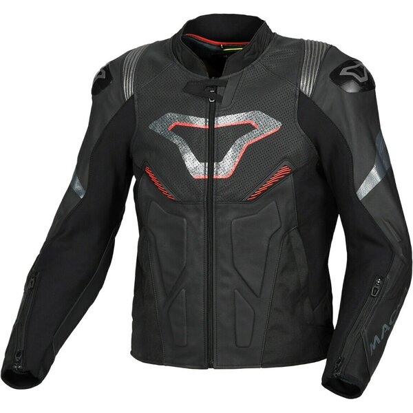 Geaca de piele sport/touring MACNA POINTER Alb/Negru 48, 9