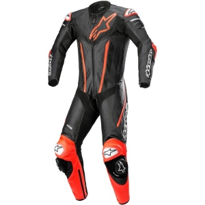 Combinezon de piele 1 piesa ALPINESTARS FUSION 56 Negru/Rosu fluo, 3